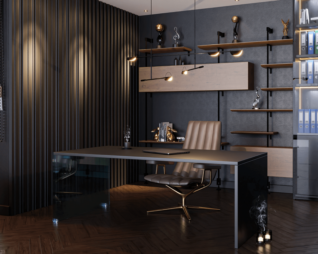 Black coffee and Black office with Cycles (Profile) • Blender 3D Architect